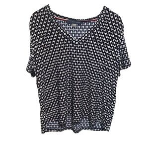 Tommy Hilfiger Women's Short Flutter Sleeve V-Neck Blouse Size XL